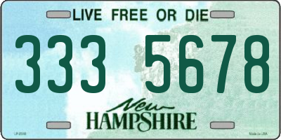 NH license plate 3335678