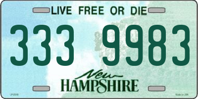NH license plate 3339983