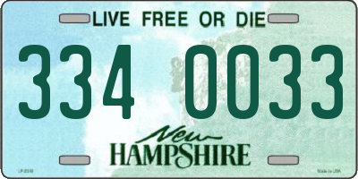 NH license plate 3340033