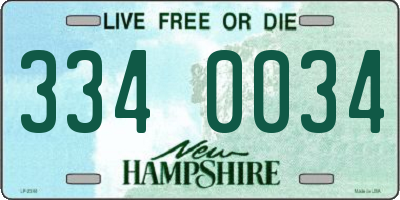 NH license plate 3340034