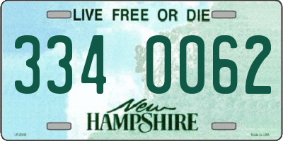 NH license plate 3340062