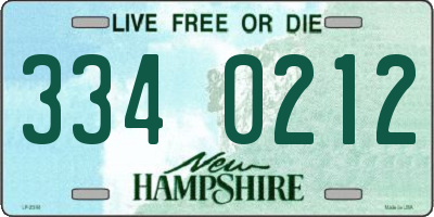 NH license plate 3340212