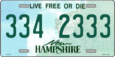 NH license plate 3342333