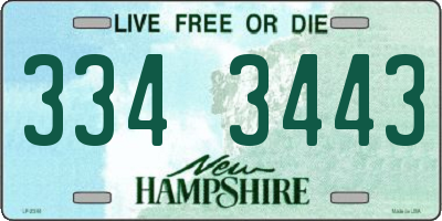 NH license plate 3343443