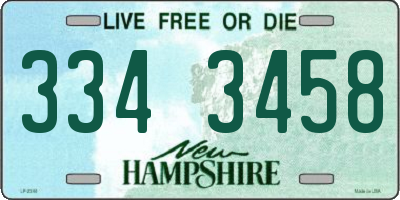 NH license plate 3343458