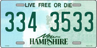 NH license plate 3343533