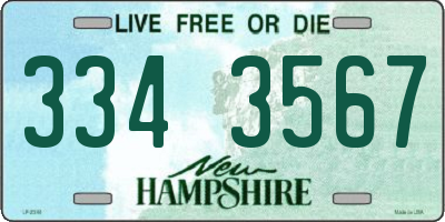 NH license plate 3343567