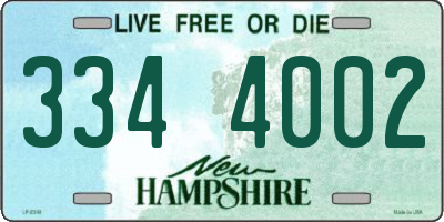 NH license plate 3344002