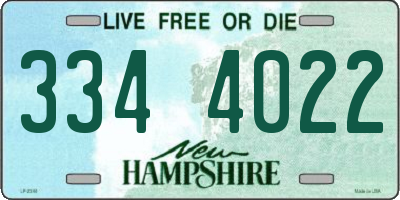 NH license plate 3344022