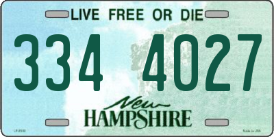 NH license plate 3344027