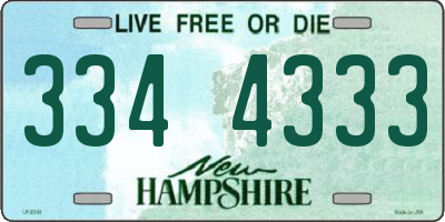 NH license plate 3344333