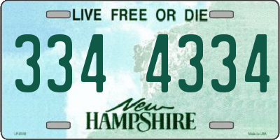 NH license plate 3344334