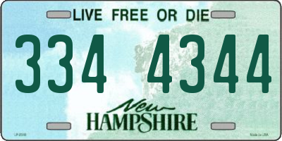 NH license plate 3344344