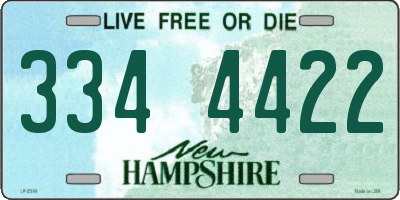 NH license plate 3344422