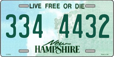 NH license plate 3344432