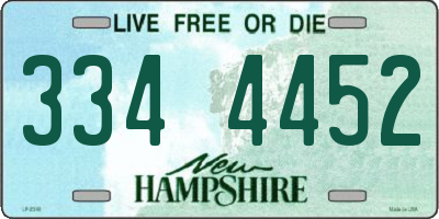 NH license plate 3344452