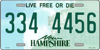 NH license plate 3344456