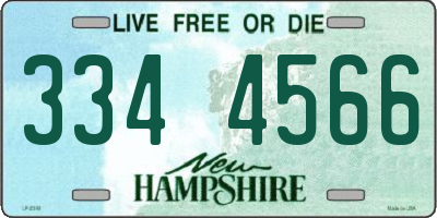NH license plate 3344566