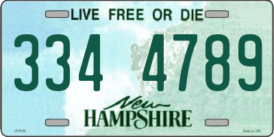 NH license plate 3344789