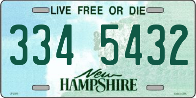 NH license plate 3345432