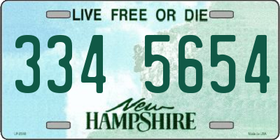 NH license plate 3345654