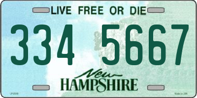 NH license plate 3345667