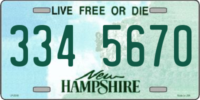 NH license plate 3345670
