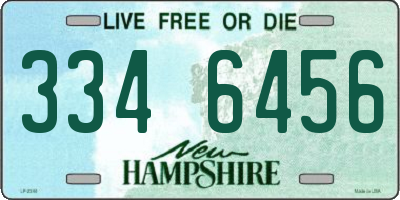 NH license plate 3346456