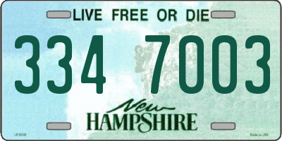 NH license plate 3347003