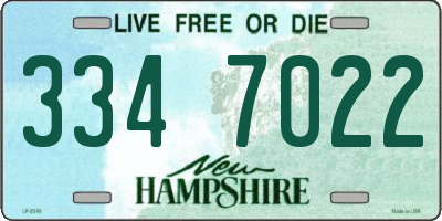 NH license plate 3347022