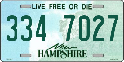 NH license plate 3347027