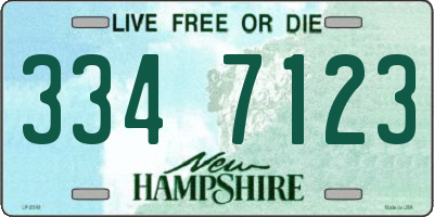 NH license plate 3347123