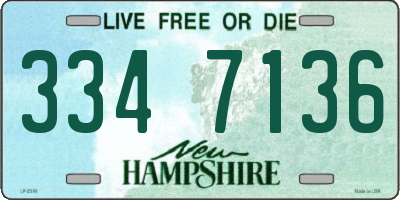 NH license plate 3347136