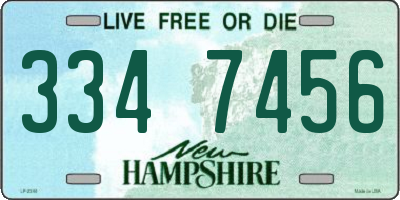 NH license plate 3347456