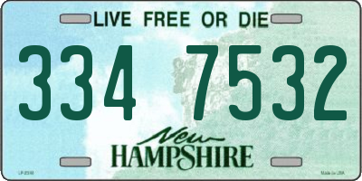NH license plate 3347532