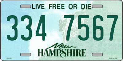 NH license plate 3347567