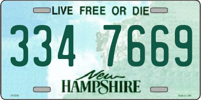 NH license plate 3347669