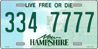 NH license plate 3347777