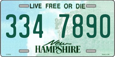NH license plate 3347890