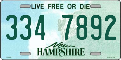 NH license plate 3347892
