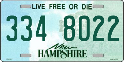 NH license plate 3348022