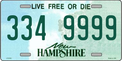 NH license plate 3349999