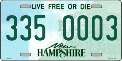 NH license plate 3350003