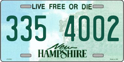 NH license plate 3354002