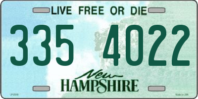 NH license plate 3354022