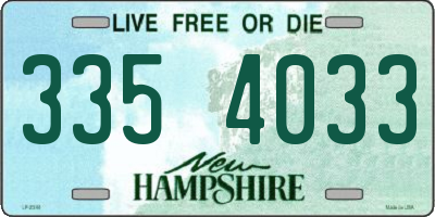 NH license plate 3354033