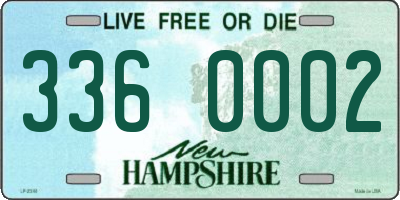 NH license plate 3360002