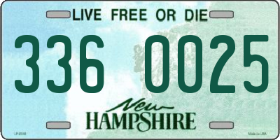 NH license plate 3360025
