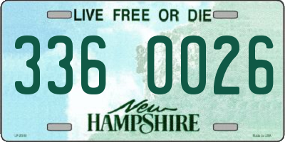 NH license plate 3360026
