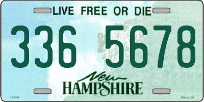 NH license plate 3365678